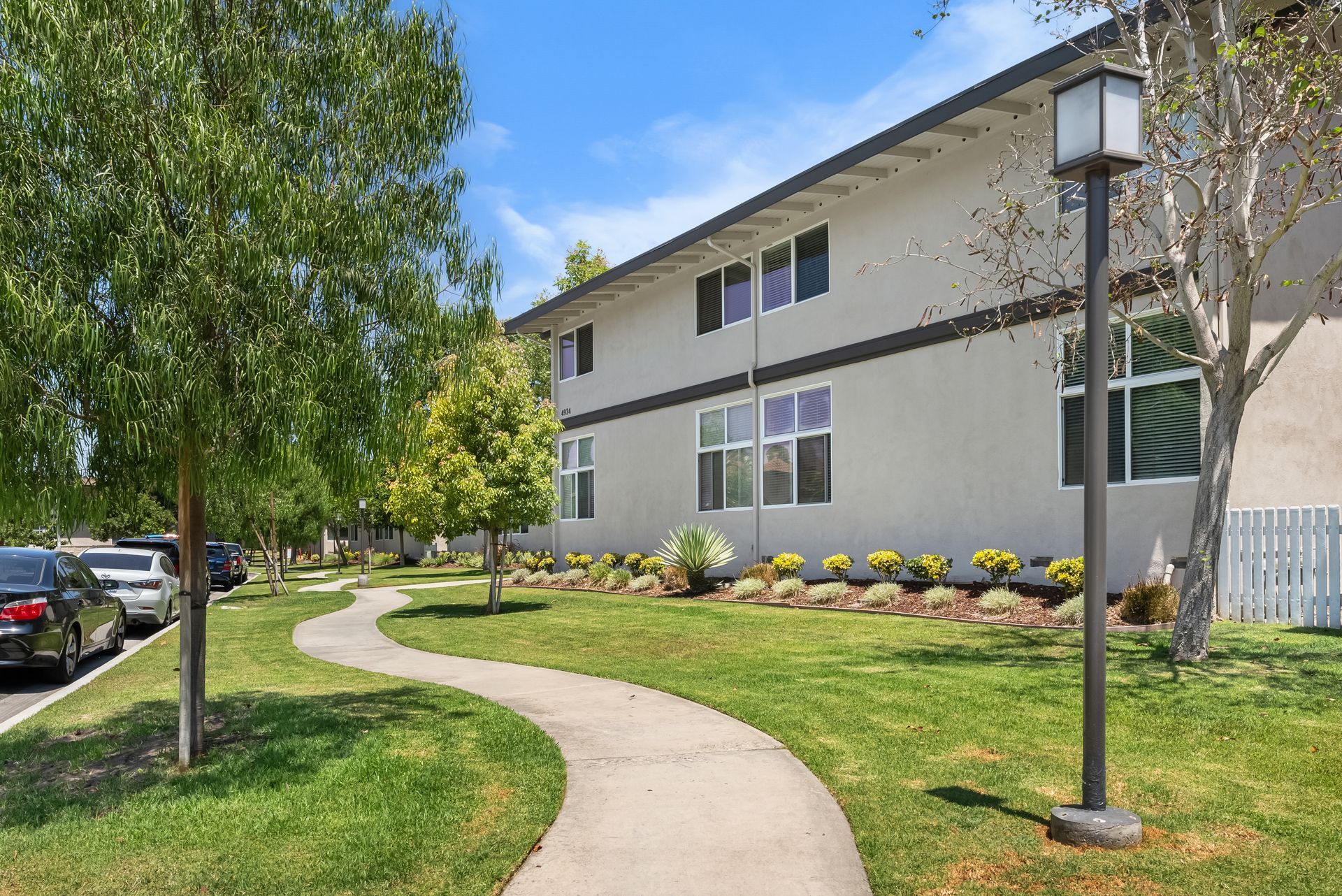 Winding path and landscaping