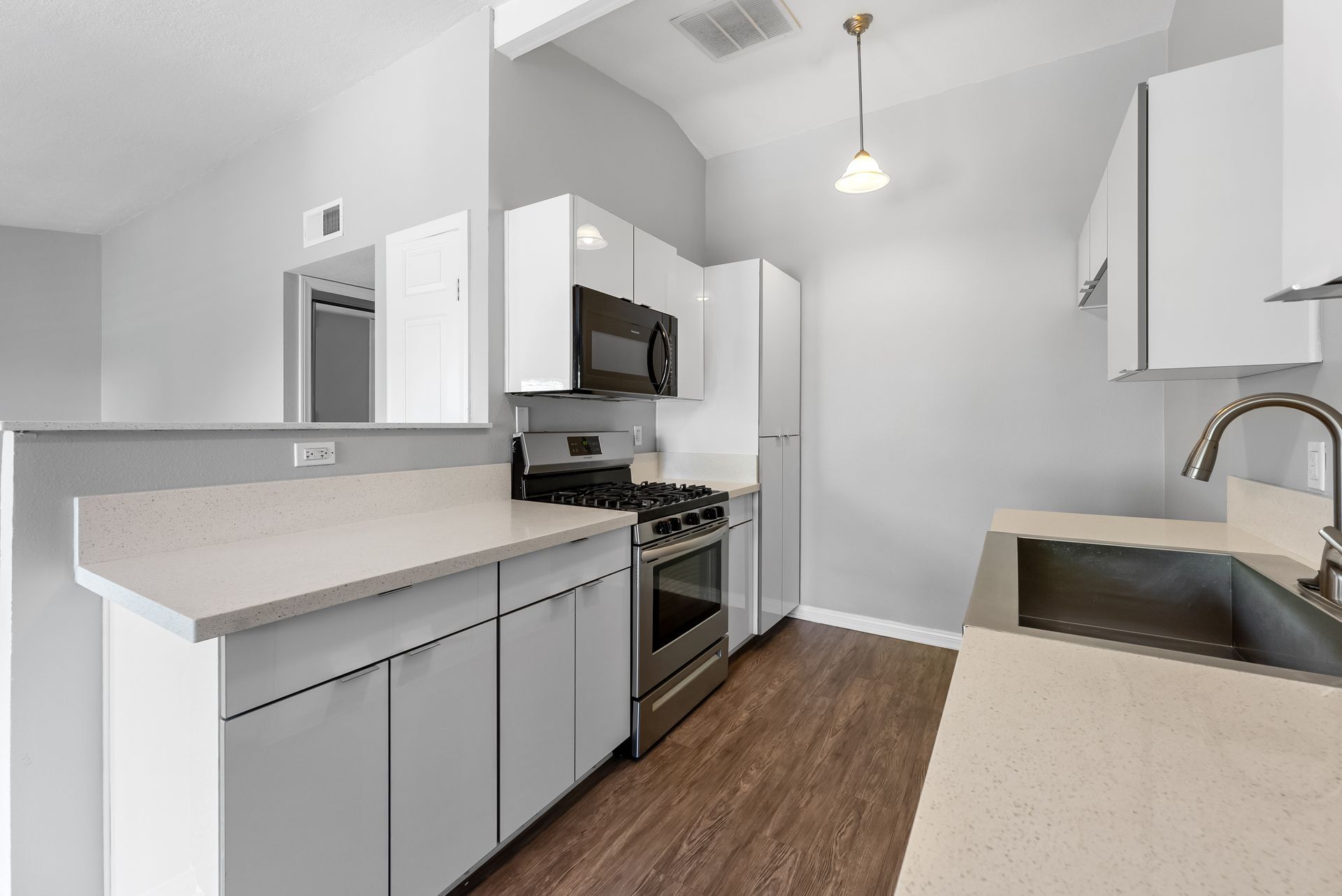 kitchen with microwave and stove