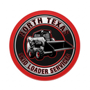 Logo: Skid loader machine, North Texas Skid Loader Services, in red and black circle.