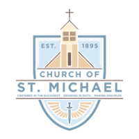Logo for Church of St. Michael showing a church steeple.