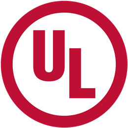 the ul logo is in a red circle on a white background