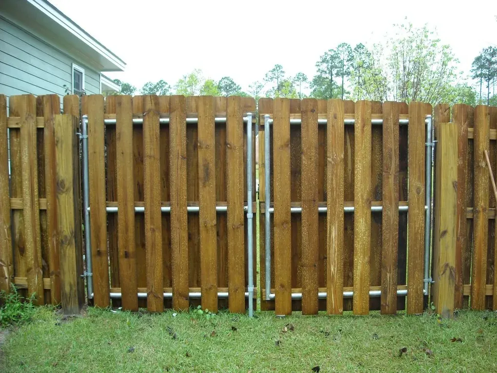 6 Ft. Wood Privacy Double Drive Gate (inside) — Valdosta, GA — Sims Fence Company