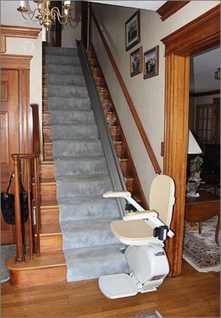 Lift below the stairs — Stairlifts in Hyannis, MA