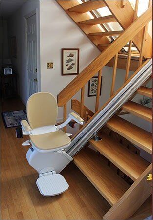 Stair lift at the bottom — Stairlifts in Hyannis, MA