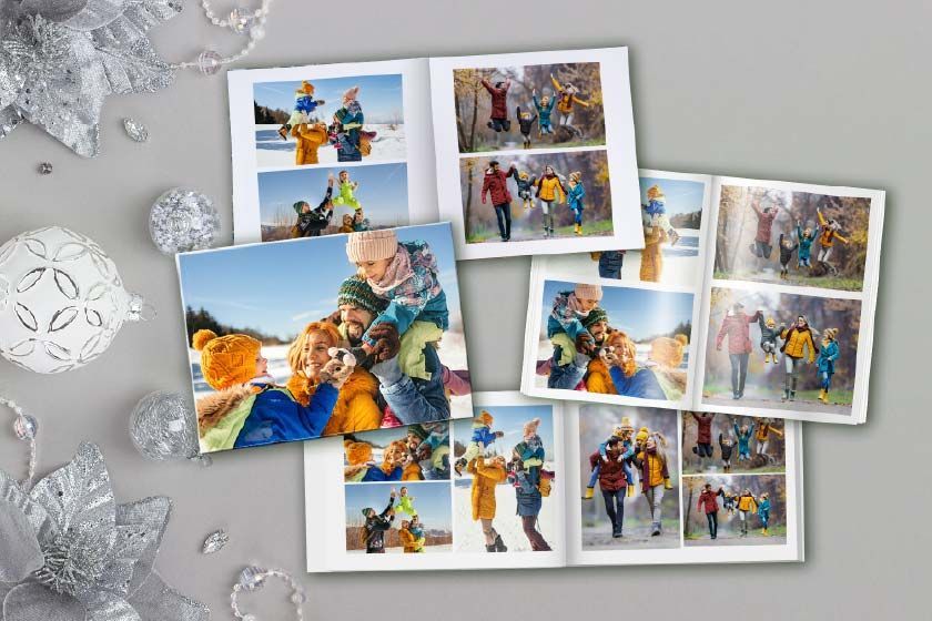A printed book with a picture of a man and a woman on the beach