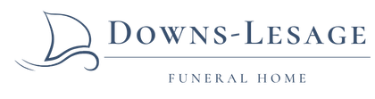 Logo for Downs-Lesage Funeral Home with sailboat illustration.