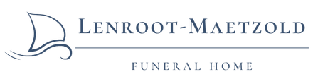 Logo of Lenroot-Maetzold Funeral Home with a sailboat icon and the words 