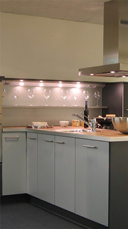 kitchen with splashback lighting