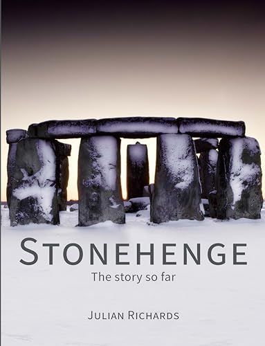 Book cover of Stonehenge in winter. Dark stone circle with snow, title 
