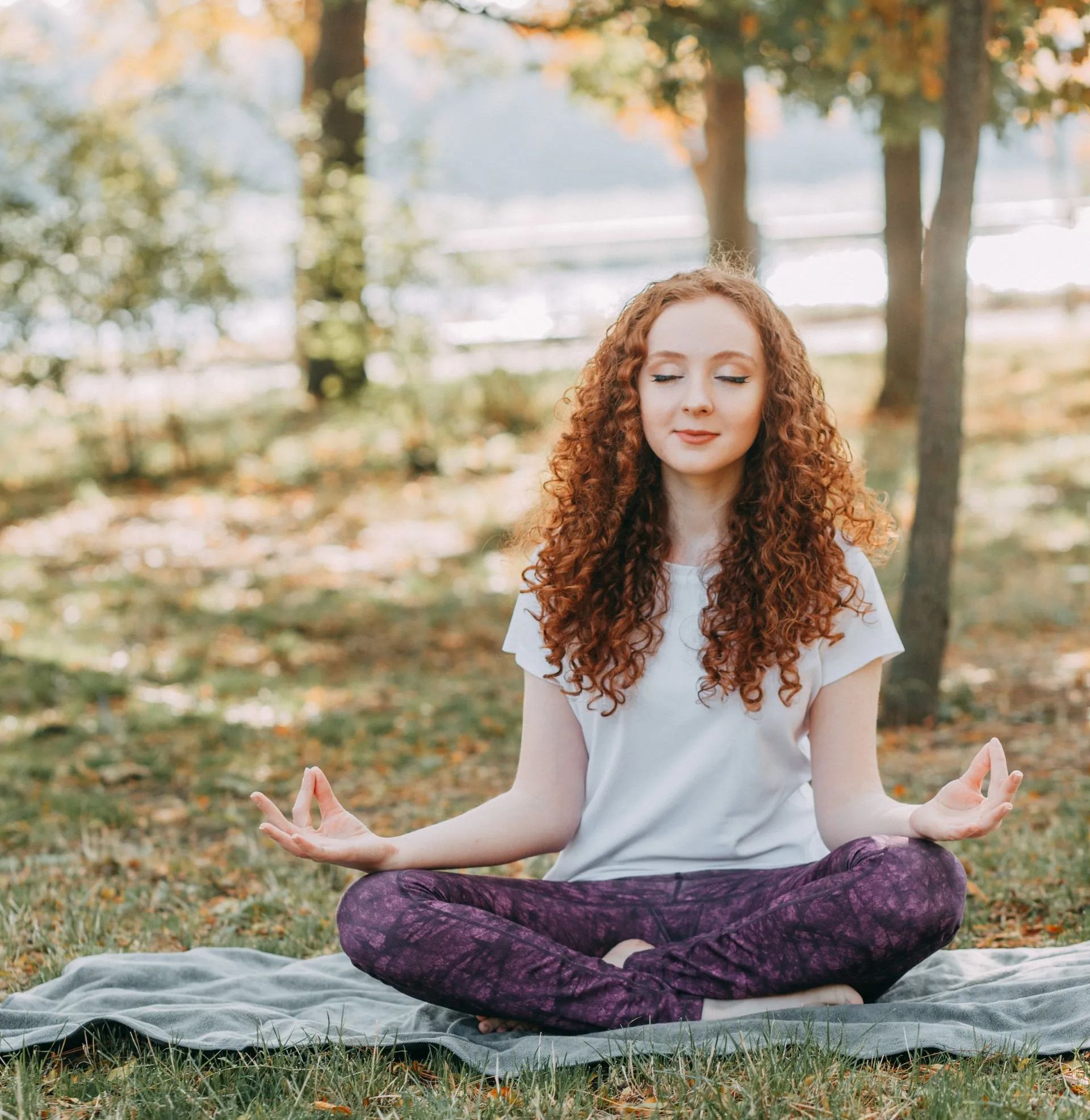 Red head meditating