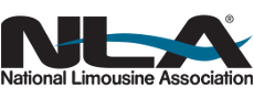 The logo for the national limousine association is black and blue.