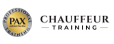 A logo for pax chauffeur training is shown on a white background.