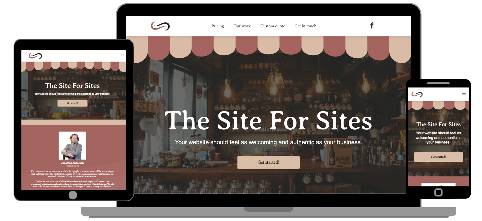 The site for sites is displayed on a laptop , tablet , and cell phone.