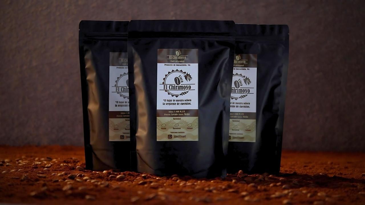 Collection of premium coffee bags with custom packaging design by The Site For Sites, displayed on a coffee bean backdrop.