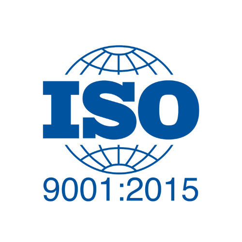 A blue iso logo with a globe in the middle