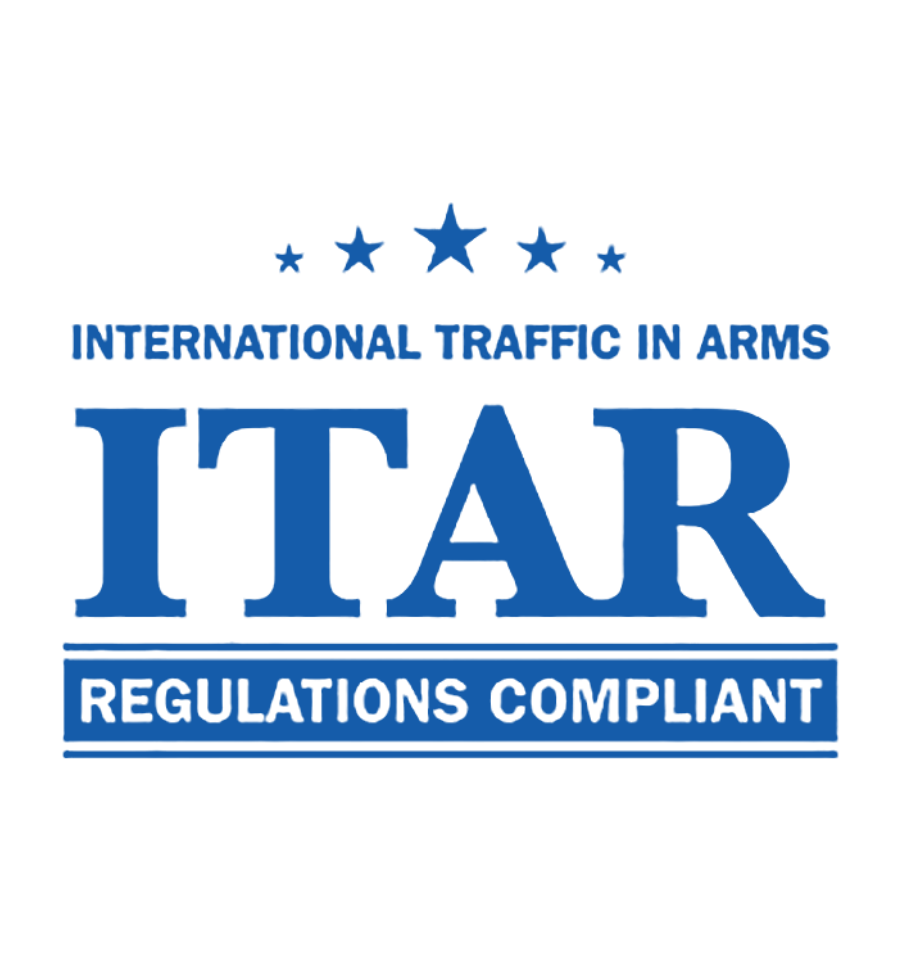 The logo for international traffic in arms regulations compliant