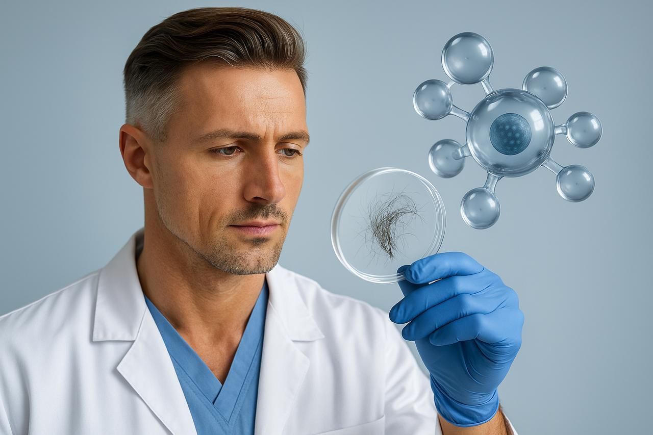 Mujer sonriente con cabello rizado, ejemplo de éxito en tratamientos de salud capilar.