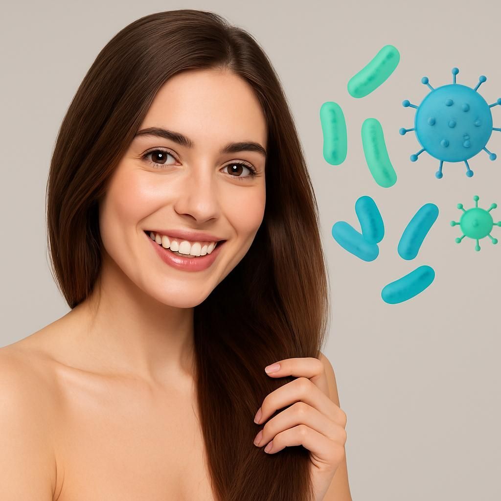 Mujer revisando signos de alopecia, parte del diagnóstico en salud capilar.