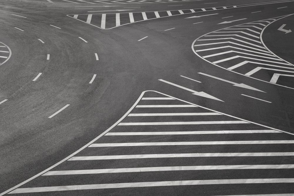 A Black and White Photo of a Street Intersection — North Coast Line Marking in Maclean, NSW