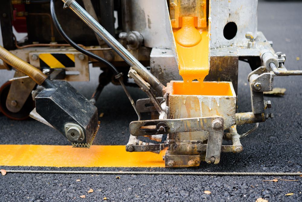A Machine is Painting a Yellow Line on the Road — North Coast Line Marking in Mullumbimby, NSW