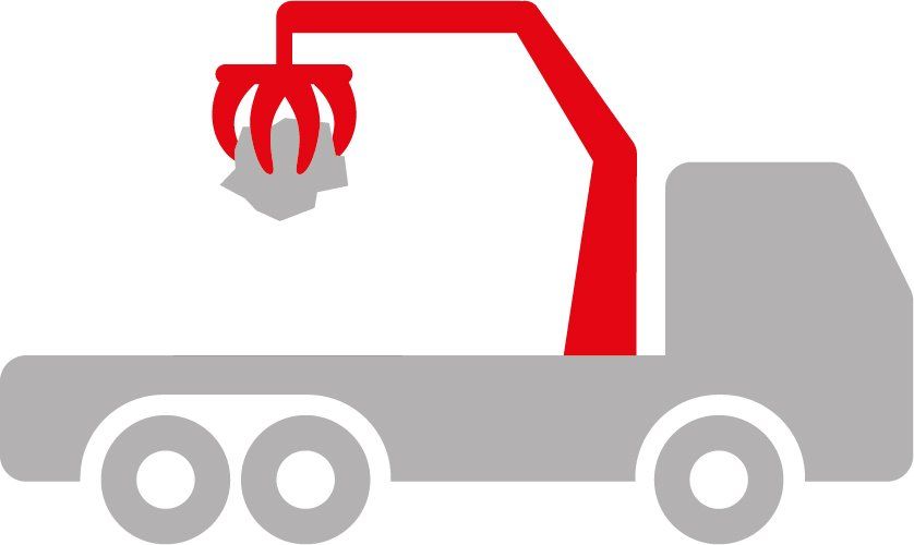 Ein LKW mit einem an der Rückseite befestigten Kran.