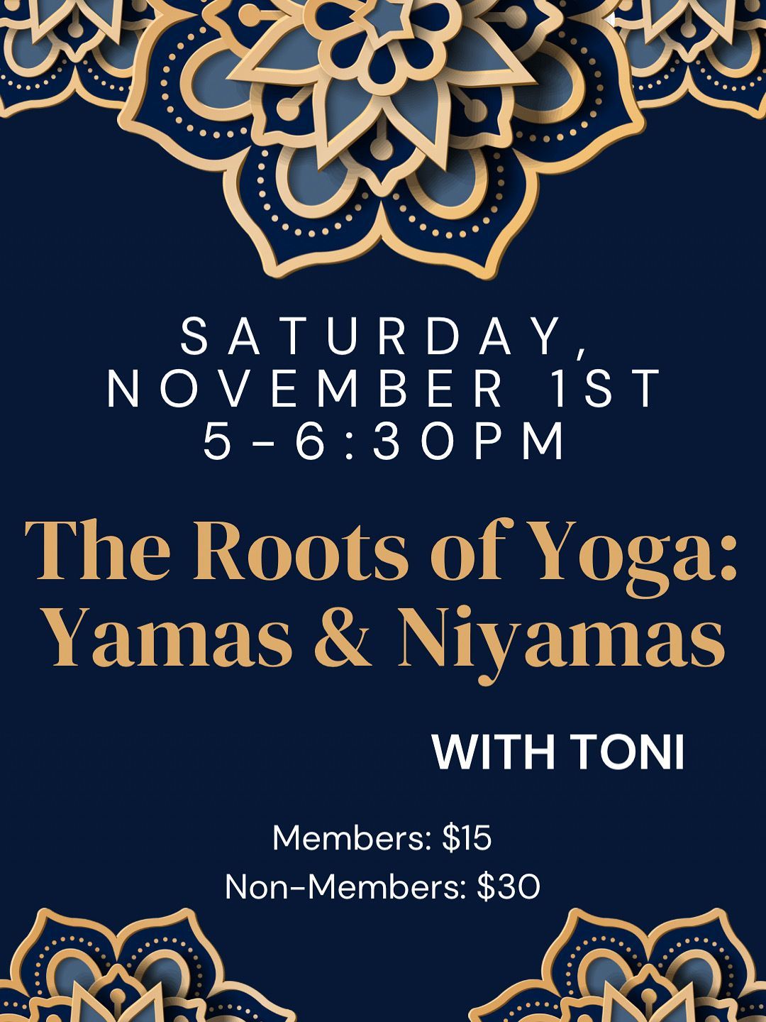 A poster for family flow yoga last saturday of the month