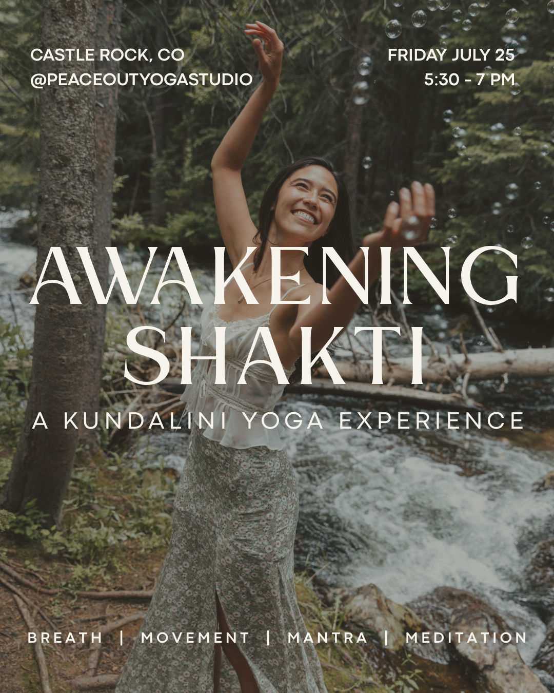 A poster for family flow yoga last saturday of the month