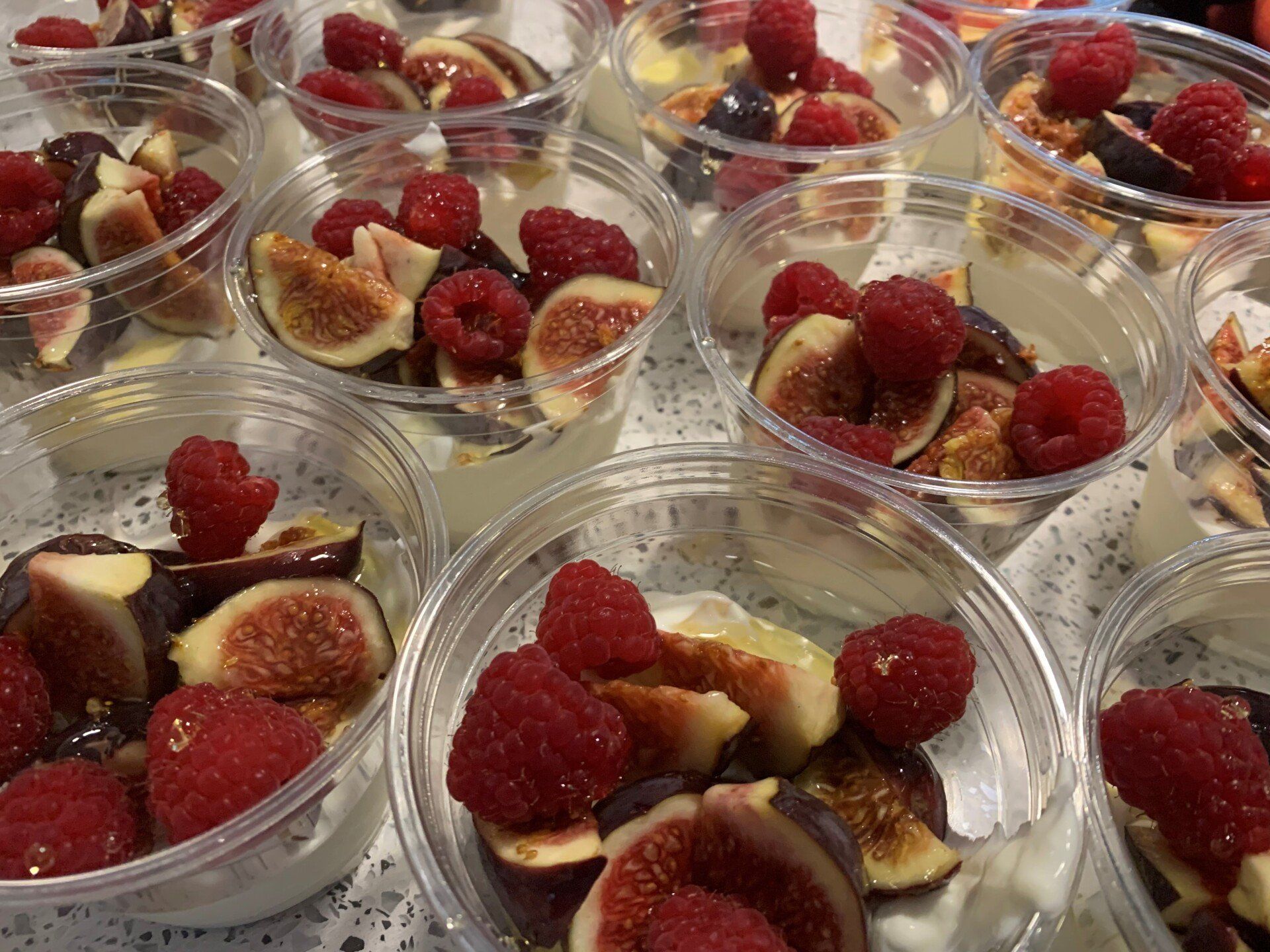 Fig & raspberry yoghurt pots