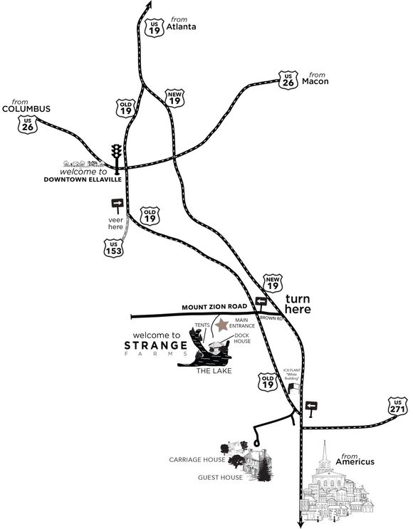 A black and white map of a city and surrounding areas