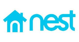 A bright blue icon of a house combined with the lowercase text 