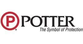 The Potter brand logo featuring a red letter P in a circle next to the black text, 