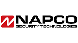 The Napco Security Technologies logo features the brand name in black letters next to a red square containing a white N.