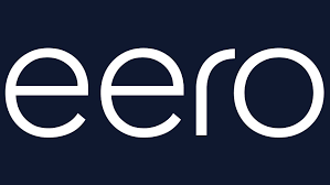 The white Eero brand logo centered on a dark blue background.