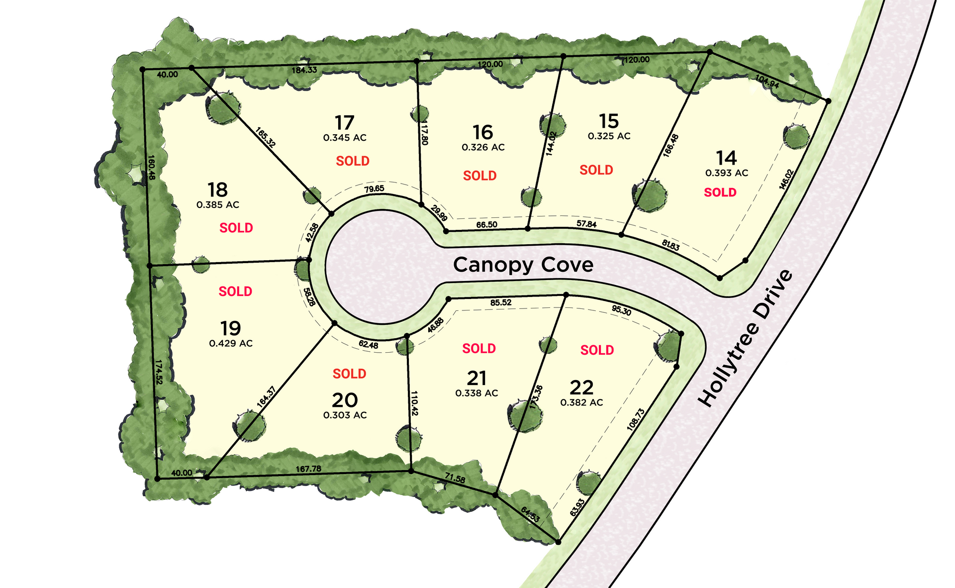 A drawing of a residential area called canolov cove