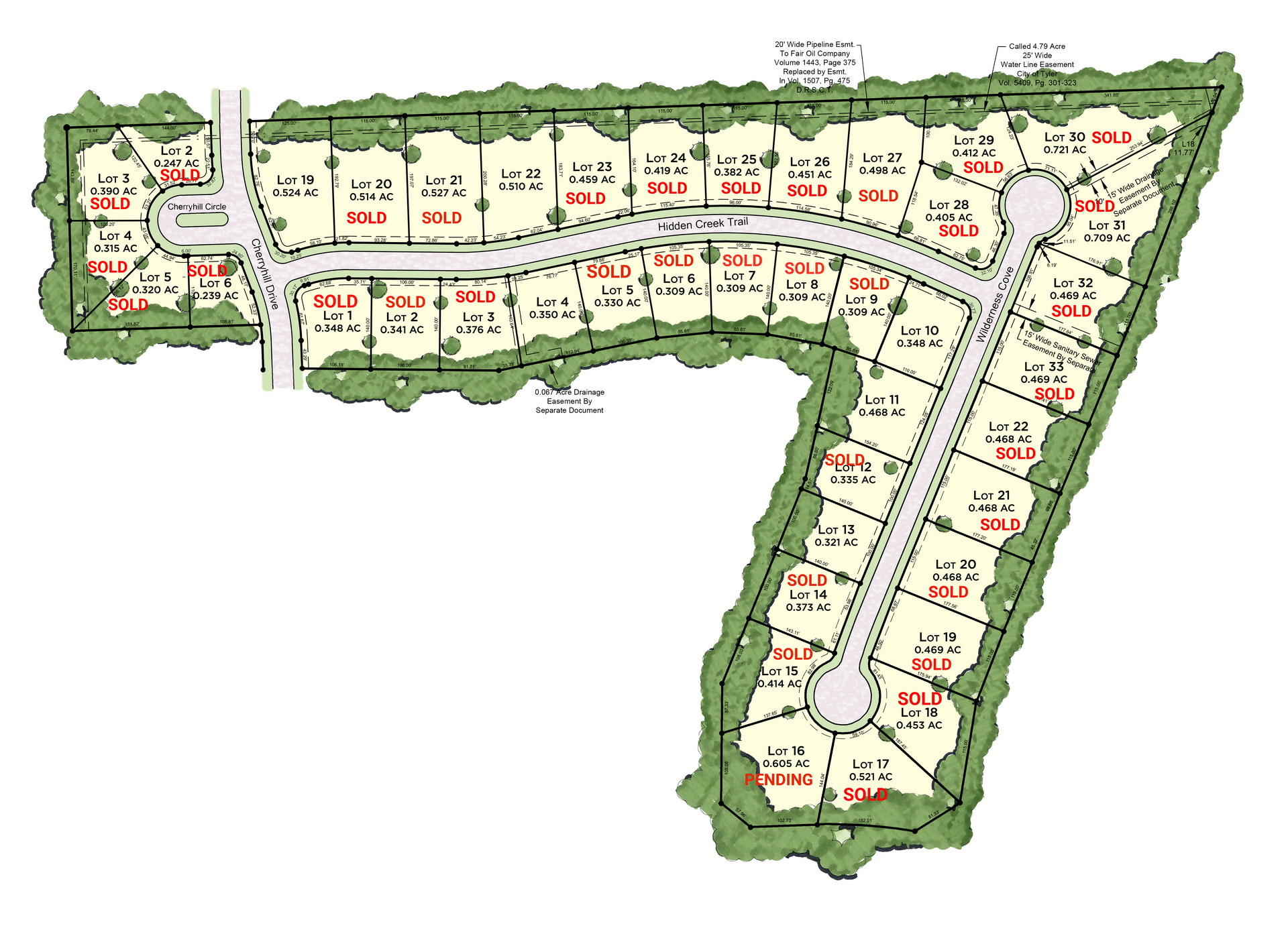 A map of a residential area with the number 7 on it