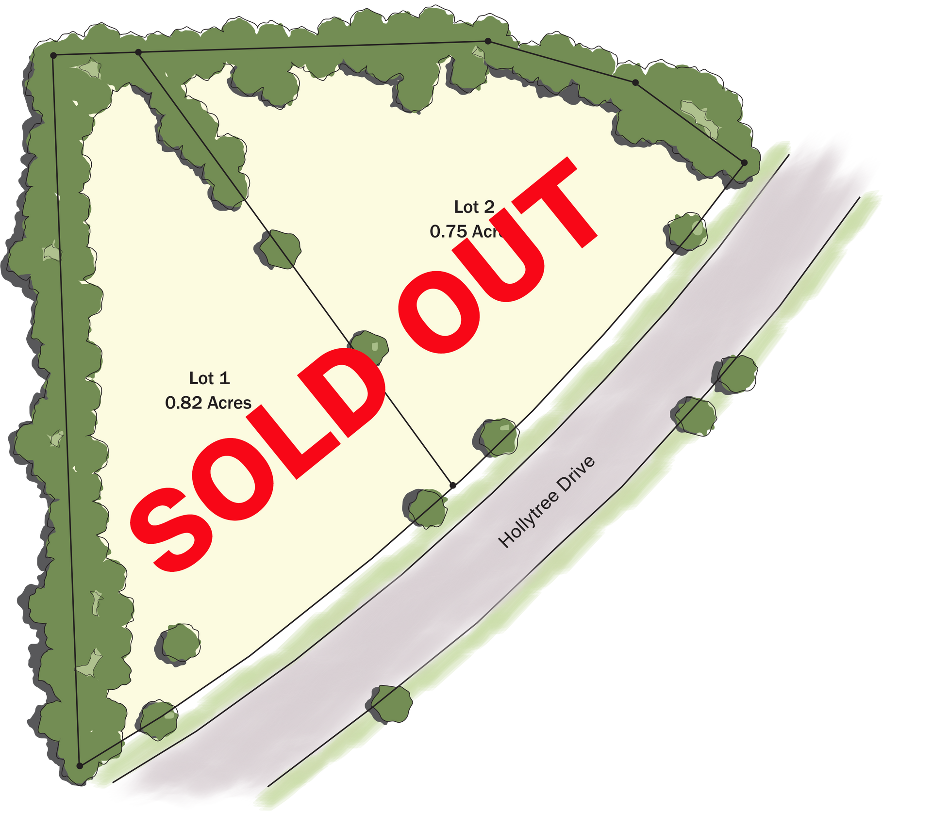 A drawing of a lot with the number 2 on it