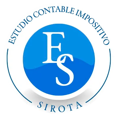 Blue circular logo with white “ES” and surrounding text “Estudio Contable Impositivo Sirota”