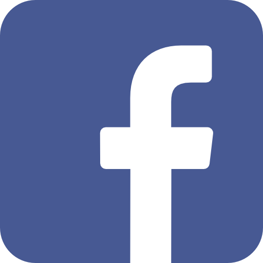 The facebook logo is a white f on a blue background.