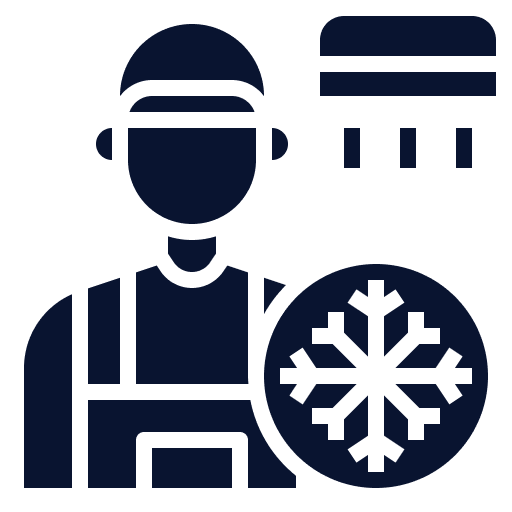 A man is holding a wheel with a snowflake on it.