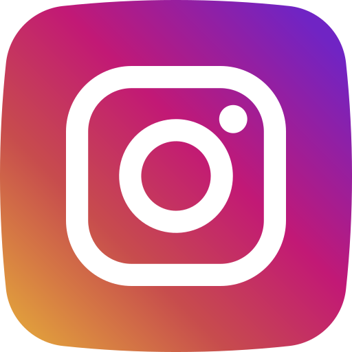 The instagram logo is on a purple and pink background.