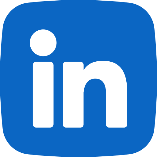 A blue and white linkedin logo on a white background