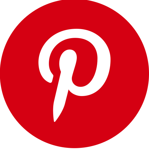 A red circle with a white pinterest logo on it