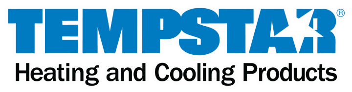 The tempstar heating and cooling products logo is blue and white.