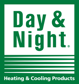 A logo for day and night heating and cooling products