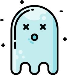 A ghost with crossed eyes and a circle in the middle of its mouth.