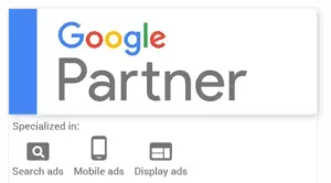 A google partner logo is displayed on a white background.