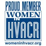A logo for a proud member of women in hvacr.