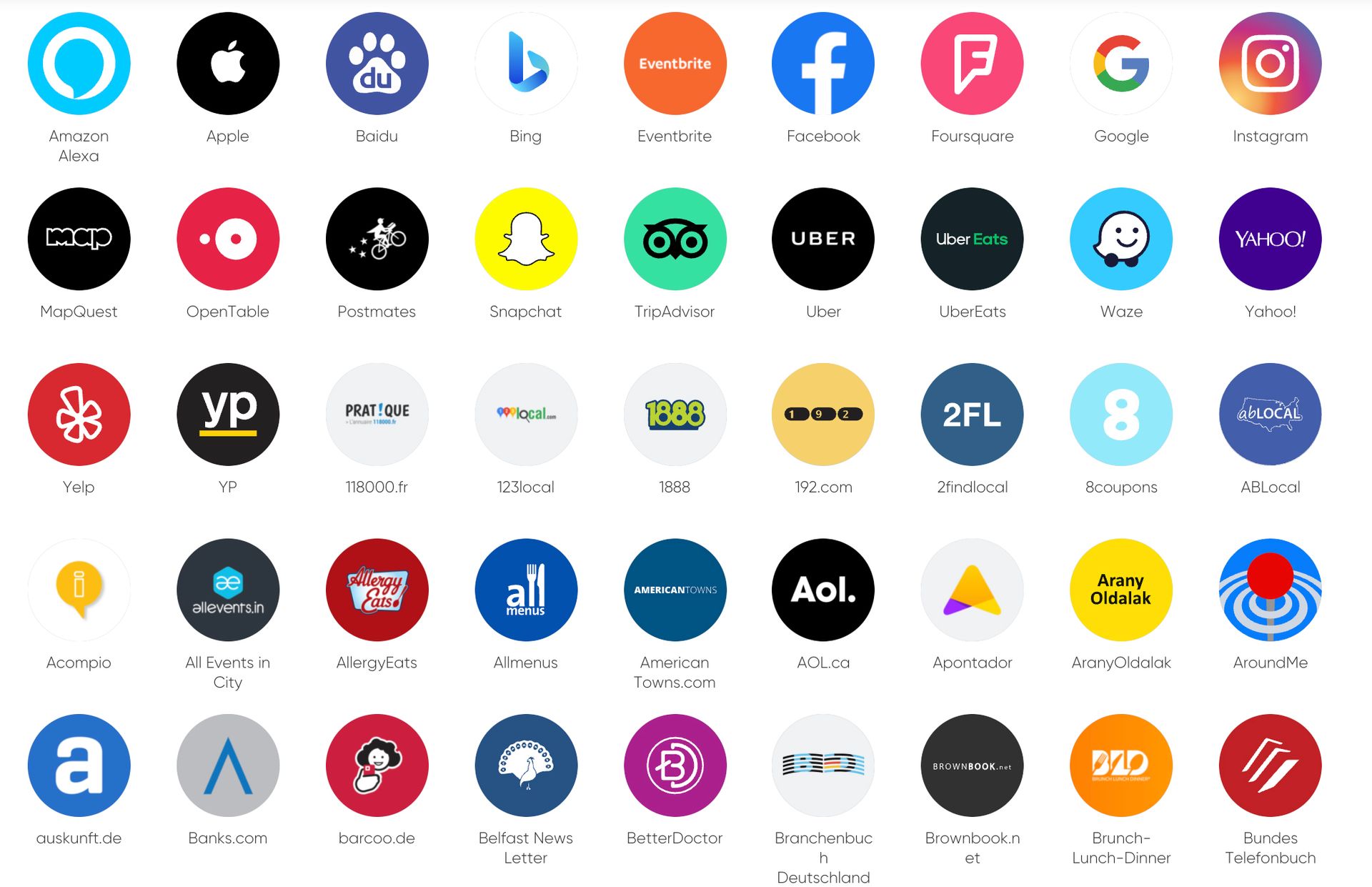 A bunch of social media icons on a white background