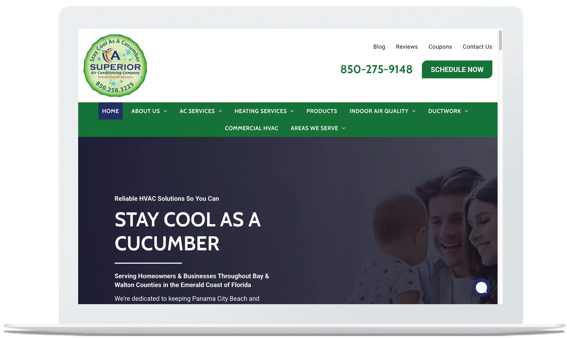 A laptop is open to a website that says stay cool as a cucumber