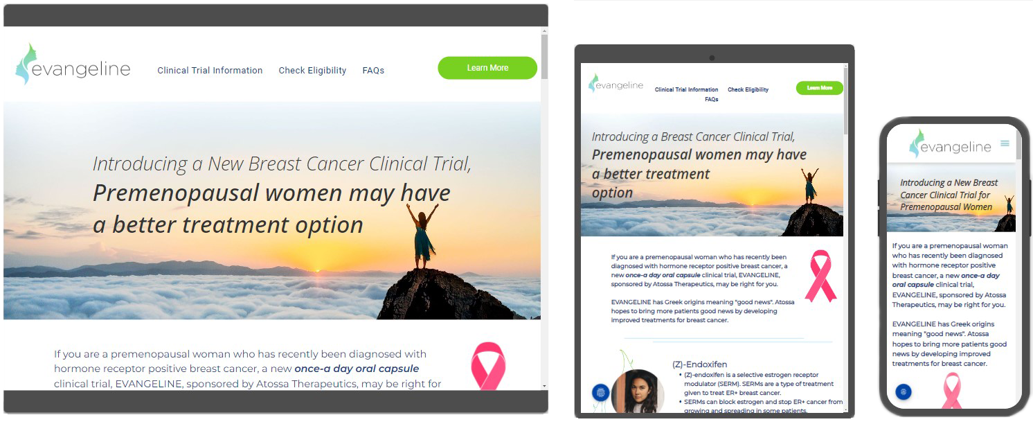 Breast cancer clinical trial website design